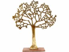 Arbre décoratif en aluminium doré et bois de manguier arbre de vie taille 3