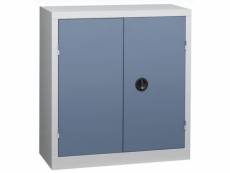 Armoire de bureau 2 portes gris et bleu katu h 100
