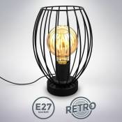 B.k.licht - i Lampe de table cage métallique i douille E27 i Interrupteur à câble i Lampe de table design industriel vintage i Hauteur 25,6 cm i Noir