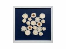 Cadre déco carré "fleur 3d" 55cm bleu