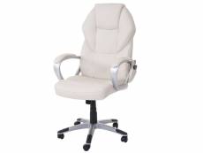 Chaise de bureau hwc-a69, fauteuil directorial, pivotant, fonction chauffage / massage, similicuir ~ crème