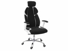 Chaise de bureau hwc-f12, chaise pivotante, tissu + similicuir ~ noir/blanc