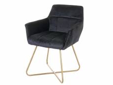 Chaise de salle à manger hwc-f37, fauteuil de cuisine, design rétro, velours, pieds dorés ~ noir