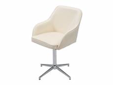 Chaise de salle à manger hwc-f82, fauteuil,pivotant, réglable en hauteur ~ velours crème-blanc, pied chromé