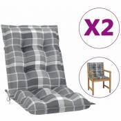 Coussins de chaise de jardin 2 pcs Carreaux gris 100x50x7