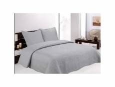 Couvre lit matelassé de luxe -2 personnes - parure de lit avec 2 taies d'oreiller- plusieurs coloris - 230x250cm - gris .