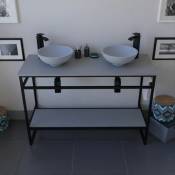 Cuisibane - Meuble salle de bain 120 cm avec deux vasques à poser structura- Gris - Gris