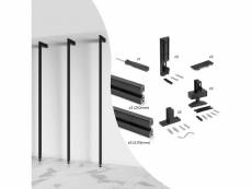 Emuca zero kit cadre modulaire avec quincaillerie et 3 profils pour montage au sol et au mur avec niveleur rectangulaire, aluminium et zamak, noir tex