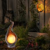 Ensemble de 2 lampes solaires à led pour lampes solaires, bronze, lampes d'éclairage extérieur Moon Flame Garden, doré, argent