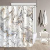Ensemble de rideau de douche en marbre gris doré, rideau de douche abstrait moderne décoratif de salle de bain, rideau de douche de baignoire