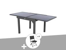 Ensemble repas table extensible carrée en verre Piazza + 8 chaises Modula - Hespéride