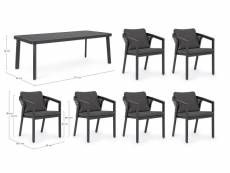 Ensemble table + 6 chaises cordova anthracite