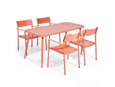 Ensemble table de jardin et 4 fauteuils en aluminium