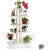 Escalier à fleurs, Étagère bois, Escalier plantes, 5 niveaux, intérieur, Shabby,142x83x25 cm, blanc - Relaxdays