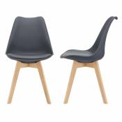 Helloshop26 lot de 2 chaises siège de salle à manger scandinave cuisine plastique similicuir gris 03_0002770