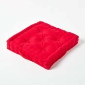 Homescapes - Coussin de sol - Rouge Uni - 40 x 40 cm - Rouge