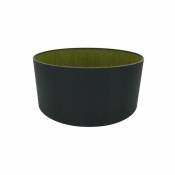 Inspired Deco - Sigma - Cylindre rond, abat-jour double en tissu de soie synthétique 400 x 180 mm, noir de minuit, olive verte