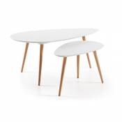 Kave Home - Lot en 2 Tables d'appoint Kirb Blanc Oval