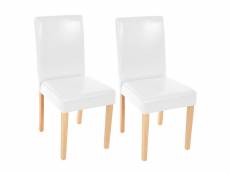 Lot de 2 chaises de séjour littau ~ simili-cuir, blanc, pieds clairs