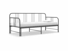 Magnifique lits et accessoires serie new delhi cadre de canapé-lit extensible gris métal 90x200 cm