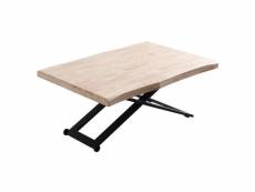 Matika - table basse rehaussable bois et acier noir