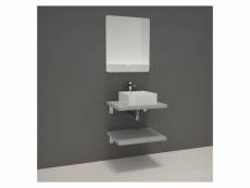 Meuble de salle de bain will - 2 plans suspendus 60 cm + vasque + miroir + equerres