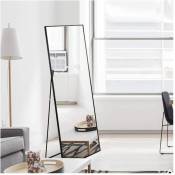 Miroir sur Pied Rectangle avec Cadre en Métal Miroir sur Pied hd Grand pour Salon, Chambre et Dressing Miroir Noir 150x40cm