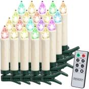 Monzana - Set de bougies de Noël led sans fil Décoration lumineuse avec télécommande Bougies à piles pour sapin Set de 20 / Multicolore