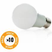 Pack 10 Ampoules LEDs Sphérique Aluminium/PC E27 7W 630Lm 30.000H