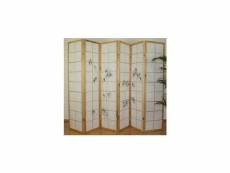 Paravent 6 panneaux japonais en bois 264x175 cm par06056