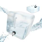 Relaxdays Jerricans carrés pliants en lot de 4, contenant à eau, avec robinet, sans BPA, diverses tailles, transparent