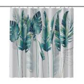 Rideaux de douche pour salle de bain - Plante de feuilles tropicales sur fond blanc Rideau inodore pour douches et baignoires de salle de bain, 72 x
