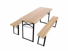 Set de table et bancs en bois