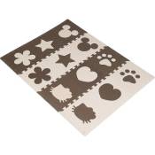 Skecten - Tapis de jeu puzzle 12 pièces pour enfants mousse eva 30*30*1cm marron beige