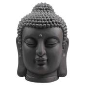 Stonelite - Tête de bouddha en fibres pour jardin 31 x 30 x 42 cm - Noir
