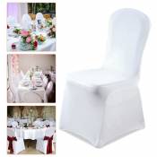 Swanew - 10X housses de chaise housse extensible housse de chaise extensible couvre les célébrations de mariage - Blanc