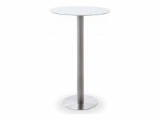 Table bar ronde avec plateau céramique blanc avec