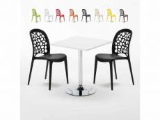 Table carrée blanche 70x70cm et 2 chaises colorées bar café wedding cocktail