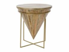 Table d'appoint en bois de manguier et métal coloris naturel doré - diamètre 41 x hauteur 45 cm