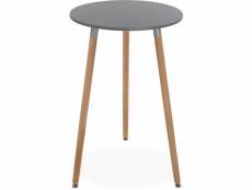 Table de bar ronde en bois plateau coloré gris