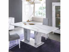 Table de repas 180-225 cm marbre blanc brillant - carrare - l 180-225 x l 100 x h 76 cm