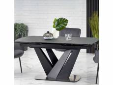 Table de salle à manger contemporaine extensible grise et noire avec pied central shield 1199
