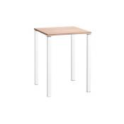 Table haute 80 x 80 cm chêne clair Exprim pieds blanc