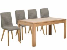 Table rectangulaire à rallonges l160 à 240 + 4 chaises scandinaves - boston