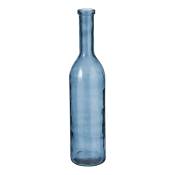 Vase bouteille en verre recyclé bleu H75