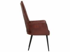Vidaxl chaise à oreilles marron cuir véritable