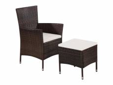 Vidaxl chaise d'extérieur et tabouret marron et blanc crème 44090