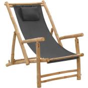 Vidaxl - Chaise de terrasse Bambou et toile Gris foncé