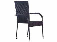 Vidaxl chaises empilables d'extérieur 6 pcs résine tressée noir 310087