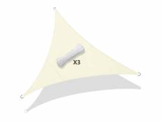 Vounot voile d’ombrage triangle imperméable polyester avec corde 5x5x5m beige
